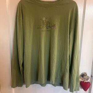 Life-is-good Men's Green and Khaki T-shirt